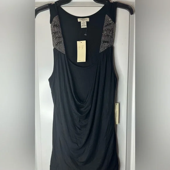 NWT Vertigo Paris sleeveless black tunic top scoop neck XL - Picture 3 of 6